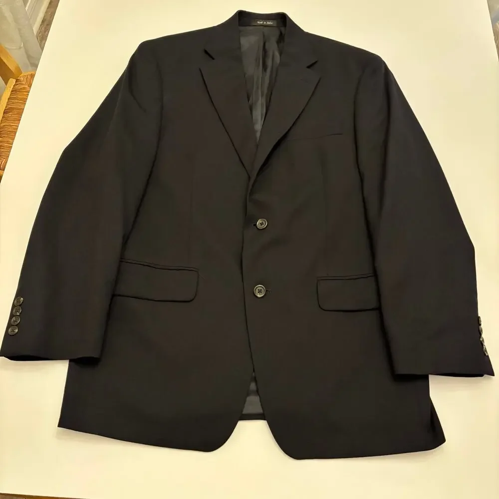 Lauren Ralph Lauren Mens 40R Black Blazer Sport Coat 2 Button Paisley Trim